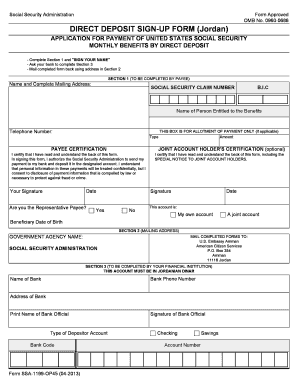 DIRECT DEPOSIT SIGN-UP FORM (Jordan) - Social Security - secure ssa