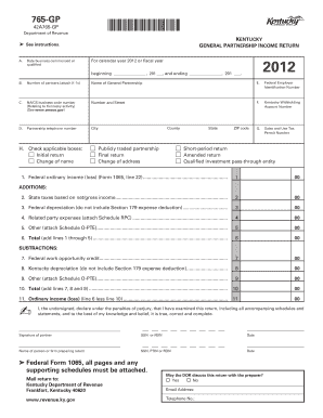 Kentucky General Partnership Income Return