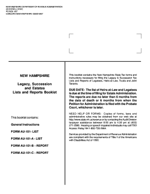 New Hampshire Legacy Succession Tax Form