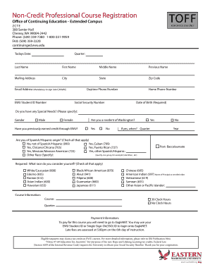 Non-Credit Professional Course Registration Form