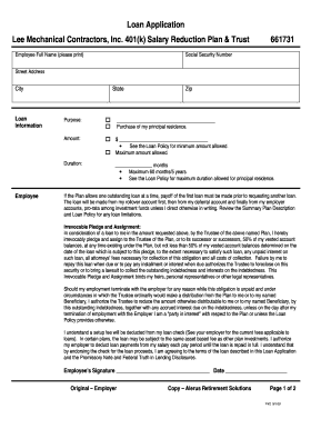 401(k) Loan Application
