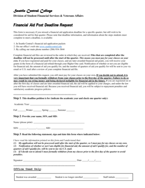 Financial Aid Post Deadline Request