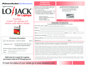 LoJack for Laptops Mail-In Rebate Form