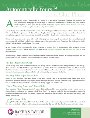 Baker & Taylor Book Club Plans Form