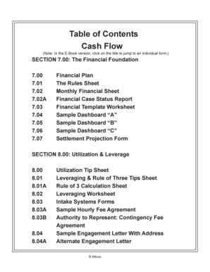 Table of Contents Cash Flow (Note: In the E-Book version, click on the title to jump to an individual form