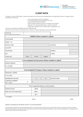 HRD Antwerp Diamond Lab Client Registration Form