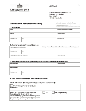 Swedish Camera Surveillance Notification Form