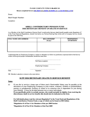 Shell Contributory Pension Fund Discretionary Benefit Form
