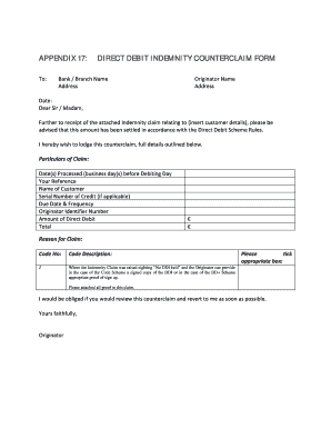 Appendix 17 Direct Debit Indemnity Counterclaim Form v4.19 - IPSO