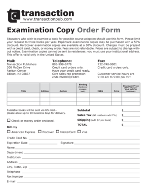 Examination Copy Order Form