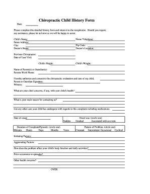 Chiropractic Child History Form