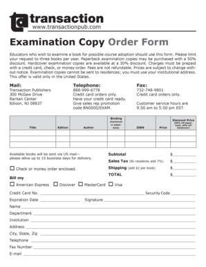 Examination Copy Order Form