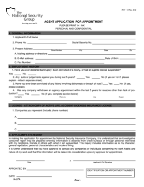 Agent Application for Appointment