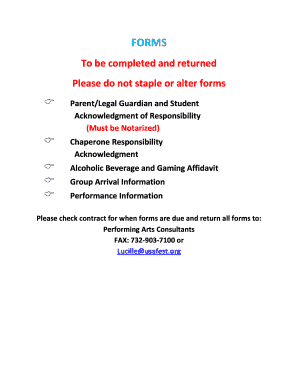 Royal Caribbean Student and Chaperone Responsibility Forms