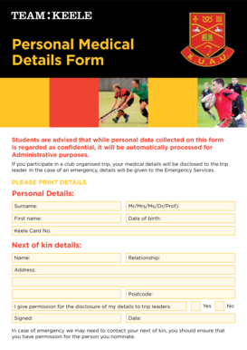 Personal Medical Details Form