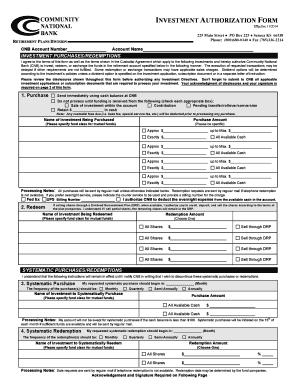 Community Investment Authorization Form