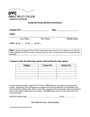 Pass/No Pass Option Petition