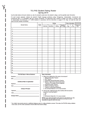 TELPAS Student Rating Roster