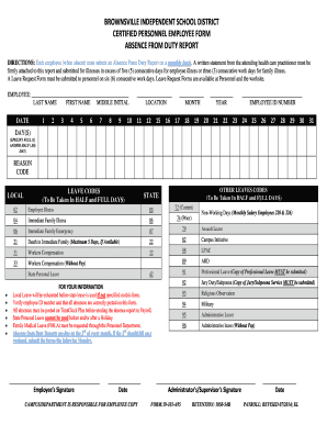 Absence From Duty Report