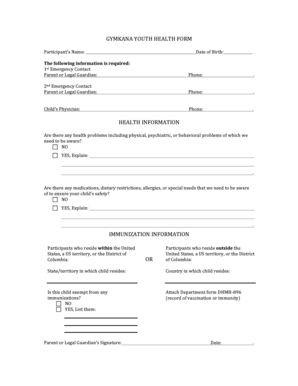 Youth Health Form
