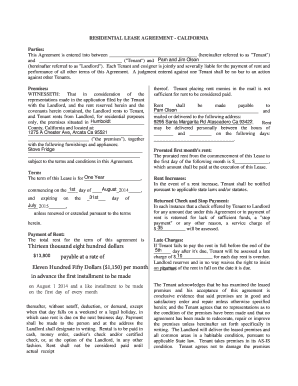 Residential Lease Agreement - California