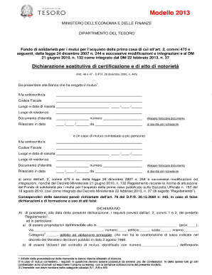 Modello di domanda di sospensione del mutuo