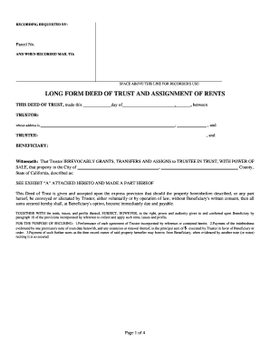 California Long Form Deed of Trust