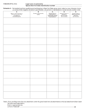New York State Nonresident Partner Schedule A
