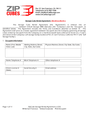 Storage Cube Rental Agreement