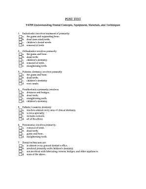 Dental Continuing Education Post Test