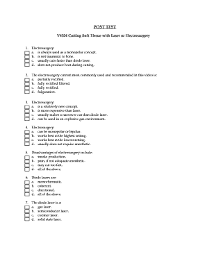 Dental Continuing Education Post Test
