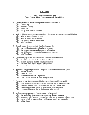Dental Continuing Education Post Test