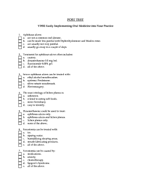 Dental Continuing Education Post Test