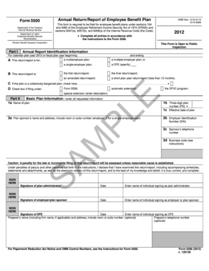 Form 5500 Annual Return Report of Employee Benefit Plan
