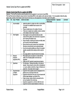 Infection Control Care Plan for MRSA Patients