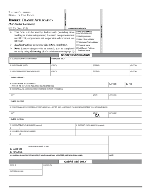 California Broker Change Application