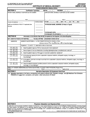 Certificate of Medical Necessity for Power Operated Vehicle