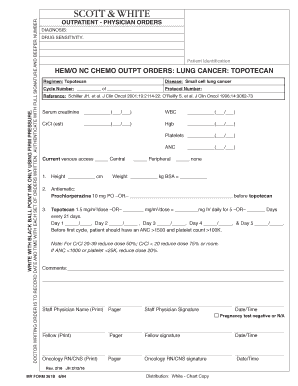 Outpatient Physician Orders for Lung Cancer Chemotherapy