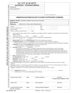Hematology/Oncology R-CHOP Outpatient Orders