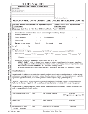 Physician Orders for Bevacizumab Chemotherapy