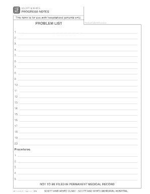 Scott & White Progress Notes Form