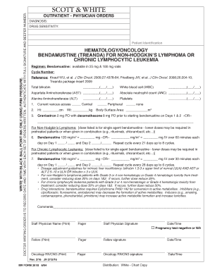 Bendamustine Treatment Order Form
