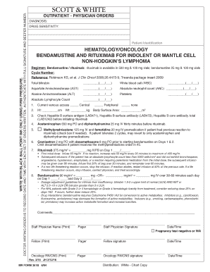 Physician Orders for Bendamustine and Rituximab