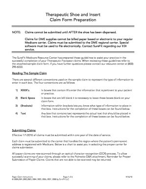 Therapeutic Shoe and Insert Claim Form