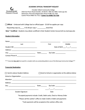 Academic Official Transcript Request