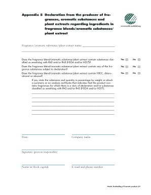 Nordic Ecolabel Fragrance Declaration Form