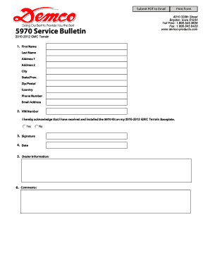GMC Terrain Service Bulletin Form