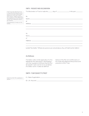 VitalityLife Partnership Trust Form
