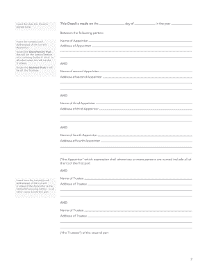 Deed to Transfer Plan or Cash Out of Trust