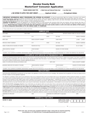 MasterCard Consumer Application